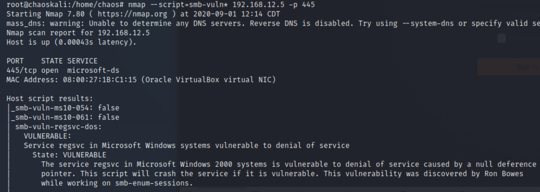 SMB vuln scan nmap